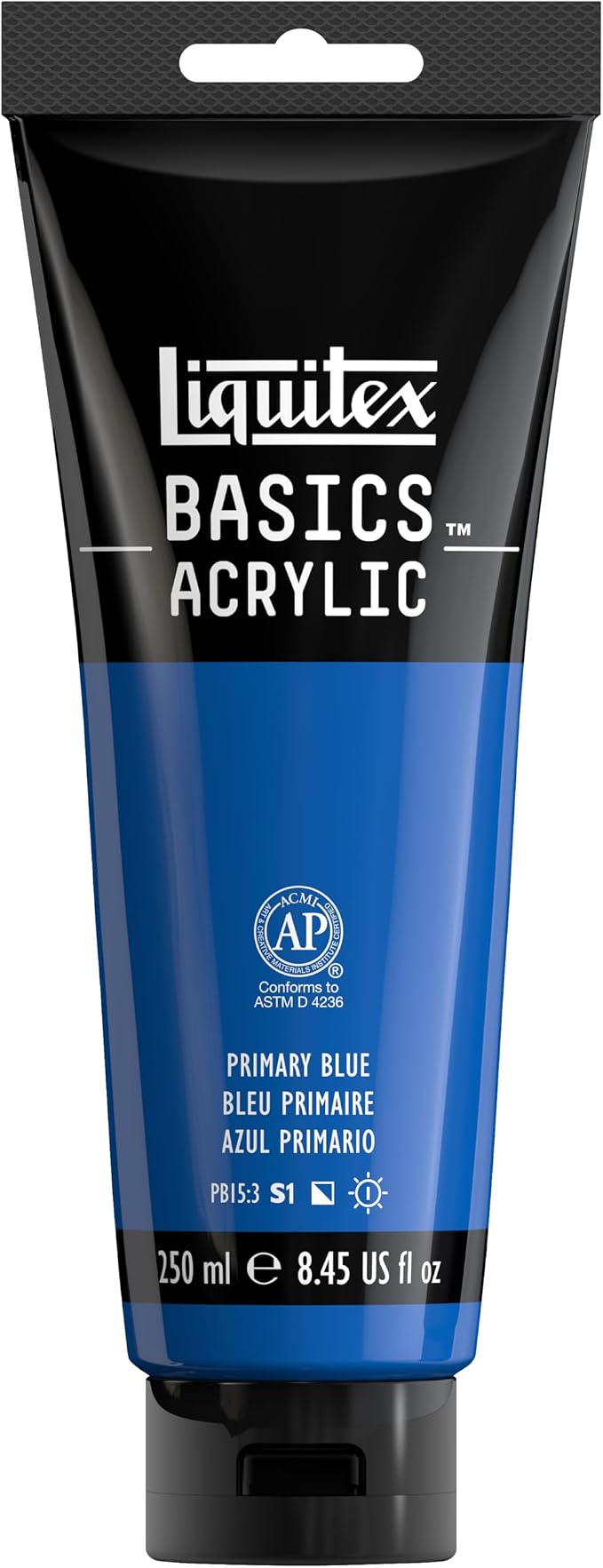 Liquitex BASICS Acrylic Paint, 8.5-oz Tube, Primary Blue | Medium Viscosity, Satin Finish, Lightfast, Fine Art Pigments, Range of Opacities, Easy Blending