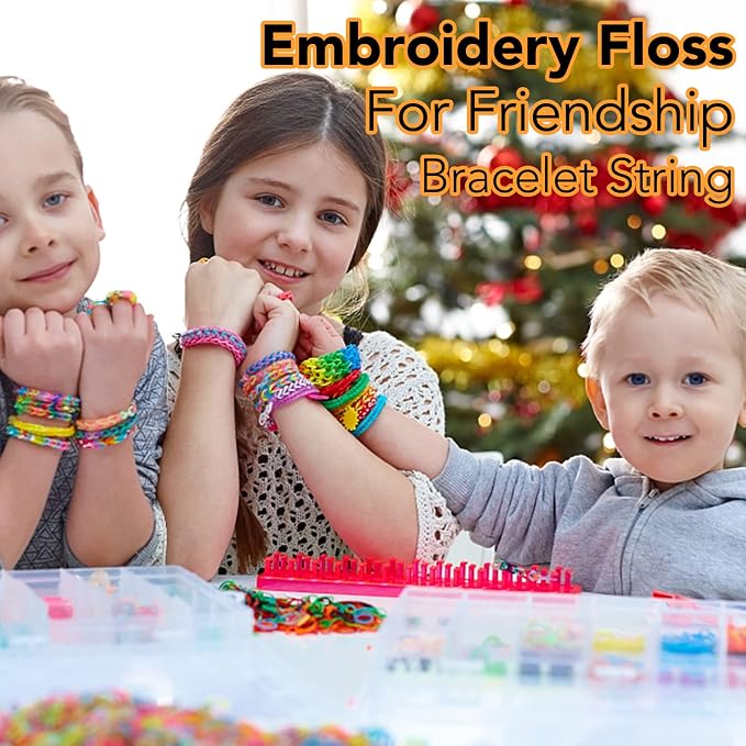 LOVIMAG Embroidery Thread 60pcs Friendship Bracelet String Floss Kit Yarn | Hair Wrap Shirt Lanyard Patterns Crochet Craft Threads Supplies Cross Stitch Sewing Needlepoint Thin Rainbow Beginners