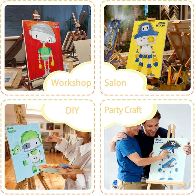 Pre Drawn Painting Canvas for Painting, 8x10 Inch Canvas Boards 12 Pack (Space Pirate Robot Designs), Canvas Panels for Acrylic Paint, Watercolor, Markers & DIY Craft Projects