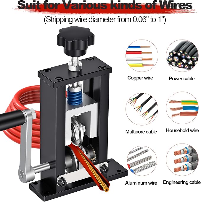 Trivd Frol Manual Wire Stripping Machine Gauge Wire 0.06"-1"