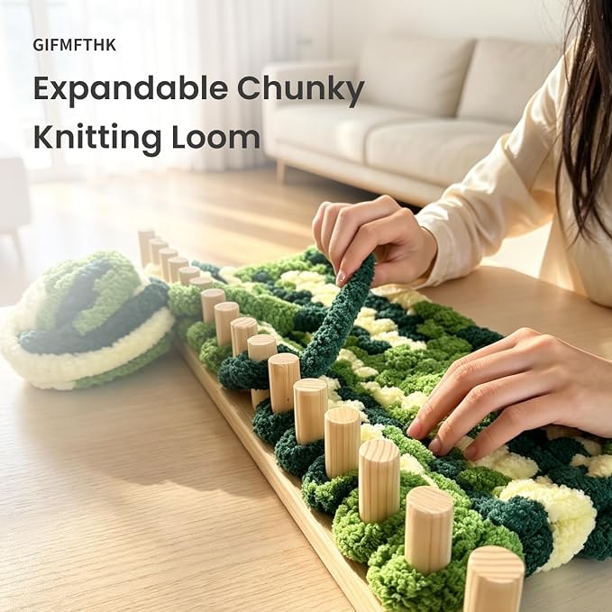 GIFMFTHK Lightweight Solid Wood Chunky Knitting Loom Kit -30" Modular Frame