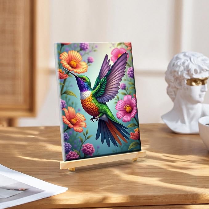 YOYA Framed Paint by Numbers Kit for Adults, Hummingbird, 8x12 Inch