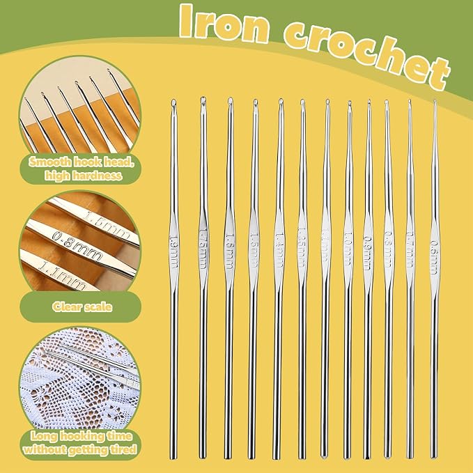 IMZAY Crochet Hooks Set, 54Pack Crochet Needles Set Ergonomic Crochet Hooks | Crochet Needles for Yarn with Storage Case, Knitting Needles, Crochet Kits for Beginners Knitting Accessories 0.6mm-6.5mm Red