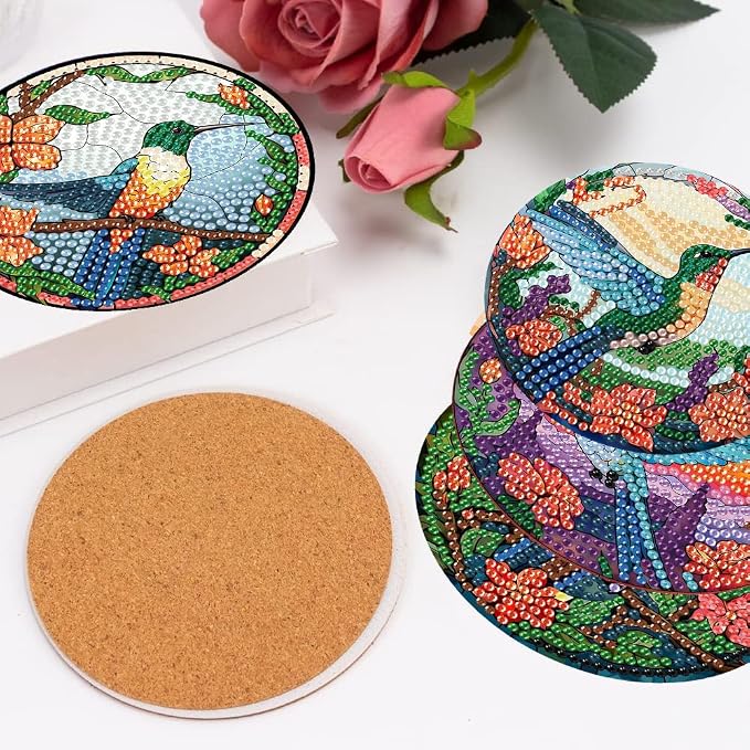 mrpwnle 8 Pack Diamond Art Coasters Kits, Diamond Painting Coasters