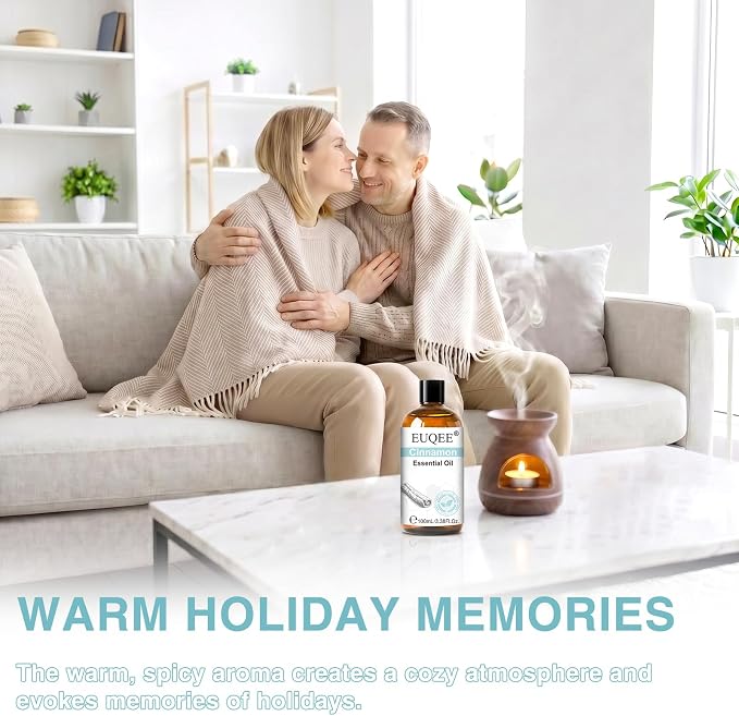 EUQEE 100ml Cinnamon Essential Oil for Diffuser, Massage 3.38 Fl Oz