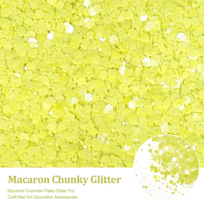 Renfio Yellow Chunky Glitter,1.76oz/50g Lemon Glitter for Snowglobe Tumbler