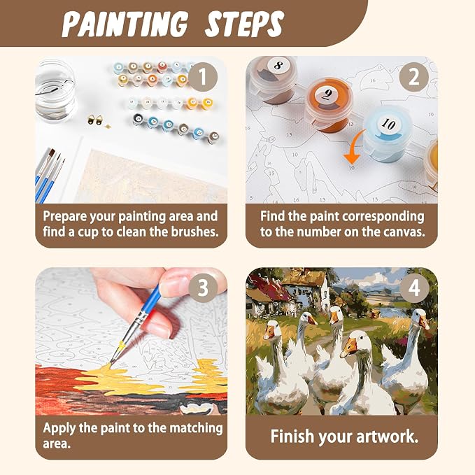 XTCIXAL Paint by Numbers Kit for Adults, Duck, 16X20 Inch | DIY Paint by Number for Adults Beginner, High-Definition Color Canvas, Stress Relief, Home Wall Decor, Gifts, Unframed