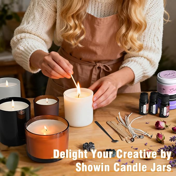 SHOWIN Candle Making Kit, DIY Candle Making Supplies for Adults, Starter Soy Wax Candle Kit with Wax Melter & Tins, Scented Home Decoration