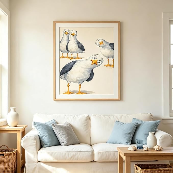 Animal Diamond Painting Kits for Adults,Cartoon Seagull Diamond Art Kits | DIY Full Round Drill Gem Painting Cute Funny Bird Paint by Diamonds Relaxing Craft for Cartoon Home Wall Decor 12x16In