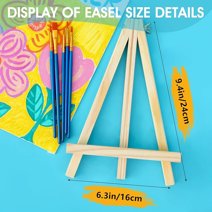 ESRICH 5 PCS 9in Easel for Painting, Easel Stand for Paint Canvas | Wood Easel Stand for Sign,Tabletop Easels for Painting, Small Art Easel Canvas Stand Photo Display Holder for Kids Adults