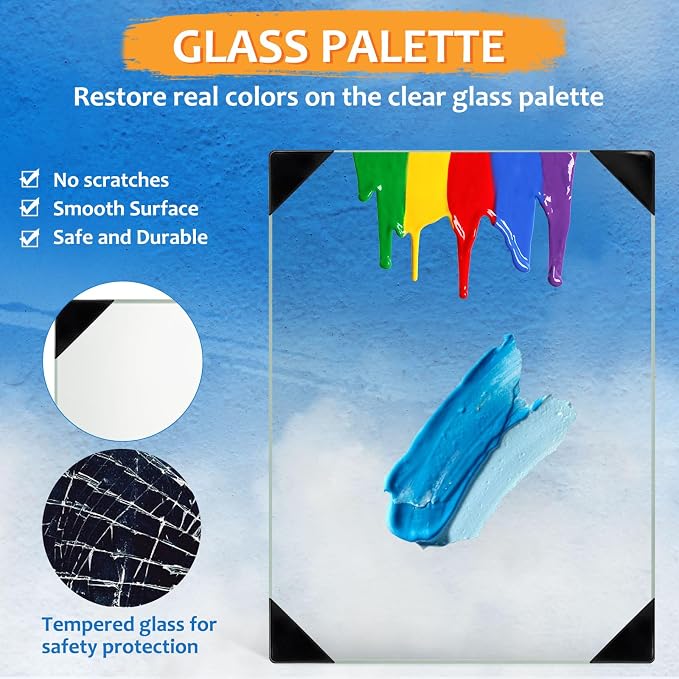 Glass Palette for Oil Painting, 12 x 9 Inches, Ultra Clear, Easy to Clean