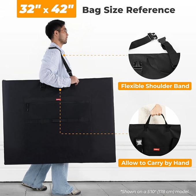 Nicpro Light Weight Art Portfolio Bag, 32x42” Waterproof Art Portfolio Case
