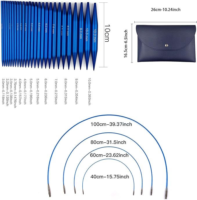 Hzkokon 13 Pairs 4 Inch Knitting Needles Set