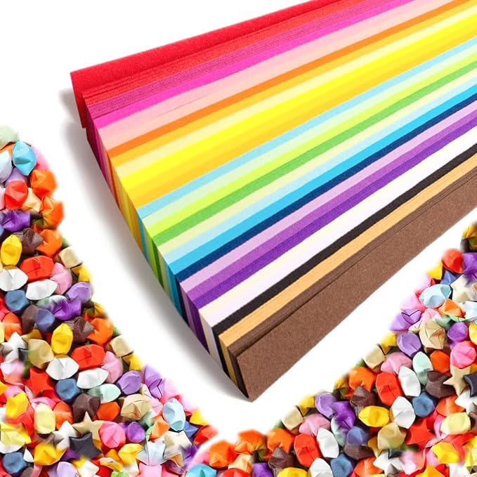 Origami Paper Stars, Colorful Handcraft Origami Lucky Star Paper DIY Paper Arts Creativity Hand Art Crafts (27 color mixed pack (1350) sheets)