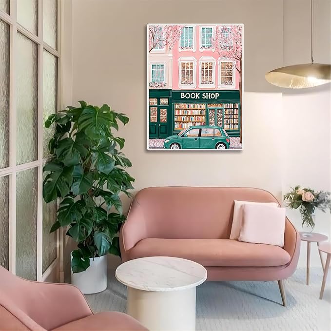 DAZZLEDOTS Diamond Art Kit for Adults, Pink Book Shop Diamond Painting