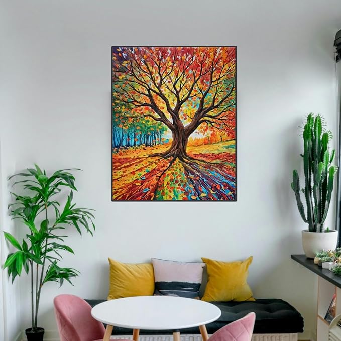 ldazao Tree of Life Paint By Numbers Kit for Adults Beginner DIY Painting Kits for Adults Stained Glass Easy Paint By Number Acrylic On Canvas Drawing Colorful Paintworks Artwork 16 X 20 Inch