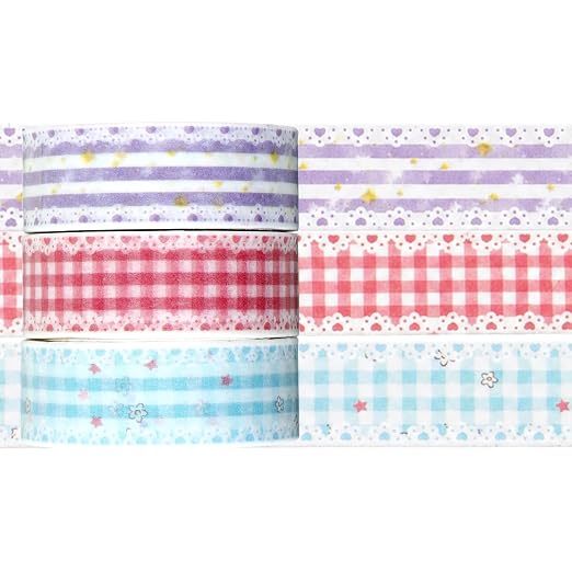 Cute Washi Tape, 3 Rolls Gingham Japanese Washi Tape PackingTape