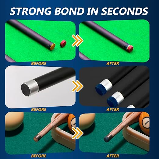 Pool Cue Tip Glue 100g, Quick Dry Billiard Cue Tip Glue for Pool Stick, Heavy Duty Super Adhesive for Snooker Cue, Pool Cue Accessories - No Tip Clamp Needed