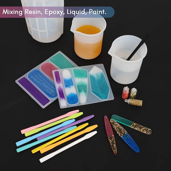 Gartful 9PCS Colored Silicone Stir Sticks, Reusable Epoxy Resin Stir Sticks, for Resin Mixing, Paint, Making Glitter Tumblers Cups, Arts, Crafts, Facial Mask Stirring Rods, 9 Colors