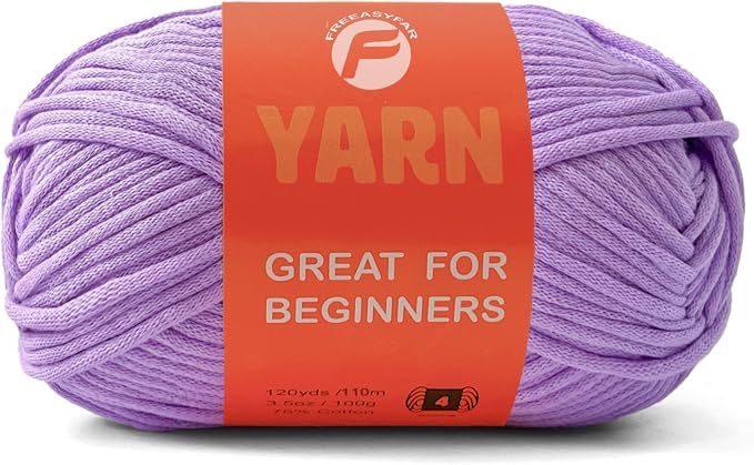 3.5Oz/120yds Purple Beginner Easy Yarn for Crocheting and Knitting;Worsted-Weight Medium #4;Cotton Blend Yarn for Beginners Amigurumi DIY(Purple,1 Skein)
