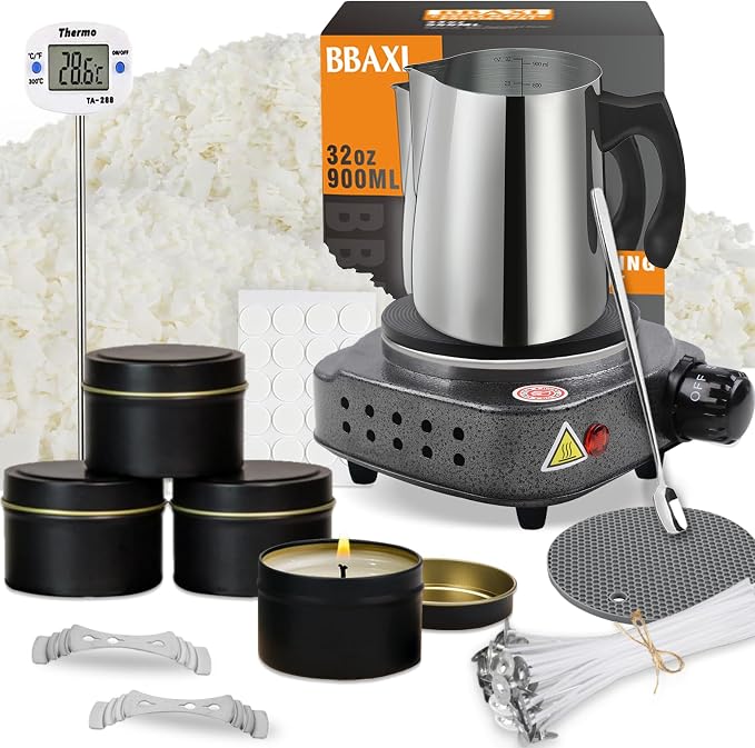 BBAXI Candle Making Kit with Electric Hot Plate,Candle Wax Melter and Wax | Candle Making Kit for Home Decor＆Gift,Electric Hot Plate for Candle Wax Melting,Soy Wax for Candle Making,for Beginners