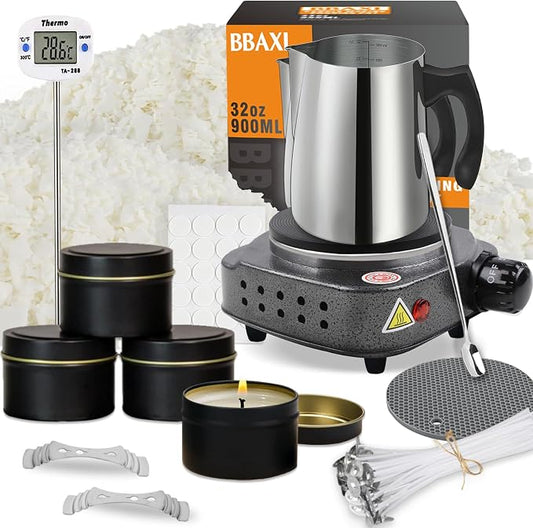 BBAXI Candle Making Kit with Electric Hot Plate,Candle Wax Melter and Wax | Candle Making Kit for Home Decor＆Gift,Electric Hot Plate for Candle Wax Melting,Soy Wax for Candle Making,for Beginners