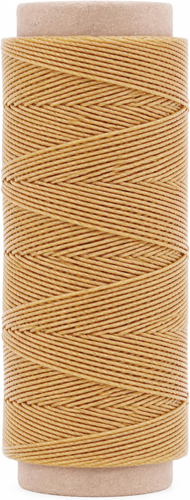 Mandala Crafts 50M 1mm Khaki Round Waxed Thread for Leather Sewing