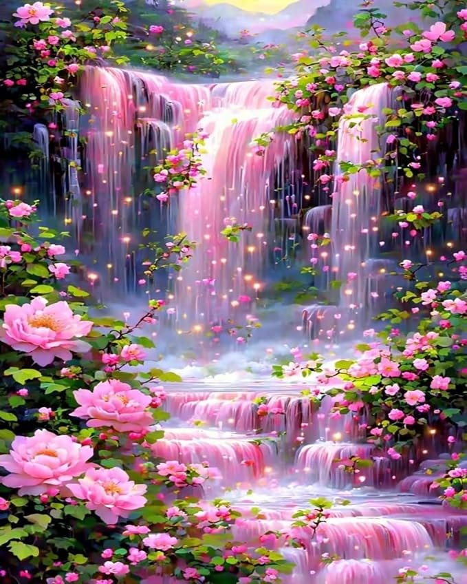 Mrnsiet Paint by Numbers Kit for Adults Beginners, Waterfall Landscape Adult Paint by Numbers on Canvas, Without Frame Acrylic Painting Crafts for Home Decor (16x20inch)