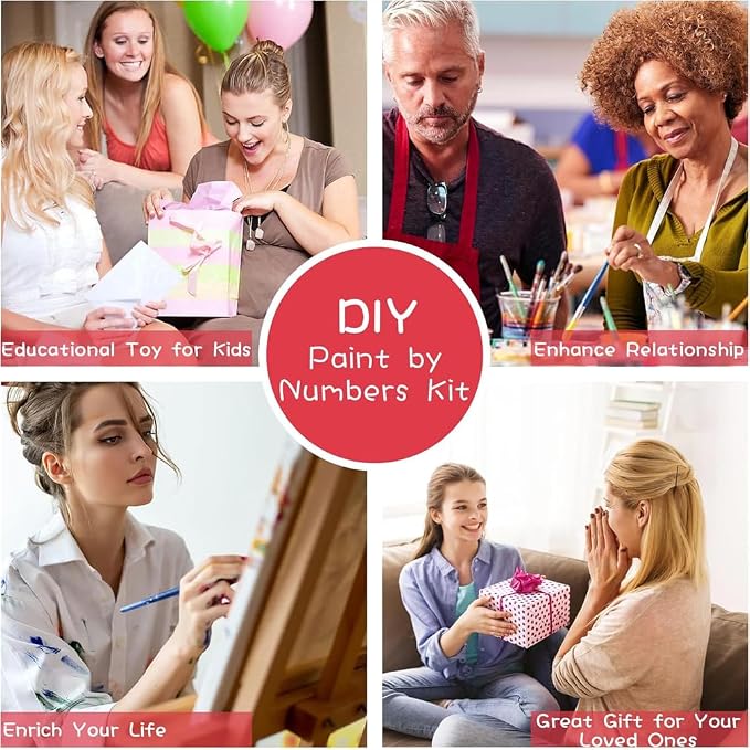 Canrichshop 6 Packs Puppy Paint by Numbers Kit for Adults Without Frame,Funny Dog DIY Adults' Paint-by-Number Kits on Canvas,Easy Acrylic Paint Kit Beginners for Home Decor 9.8x13.8 Inch