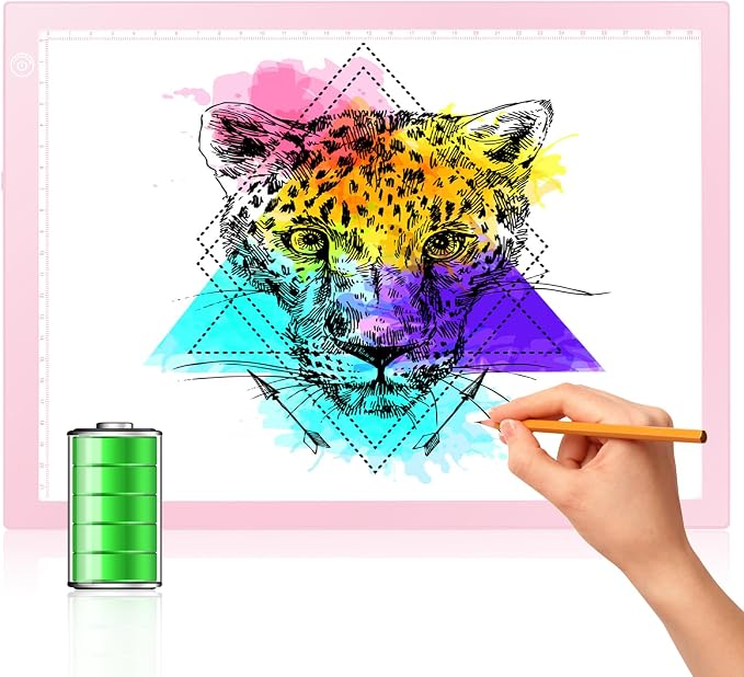 Rechargeable Tracing Light Box, LED Drawing Board for Kids Birthday Gift | Battery Powered Light Pad Copy Table for Stenciling, Sketching, Diamond Art Painting, Toys for Girls Boys Ages 3 4 5 6 7 8-12