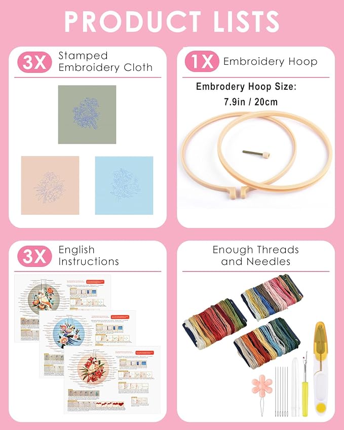 TINDTOP Embroidery Kit for Adult, Parrot Embroidery Stitch Practice kit