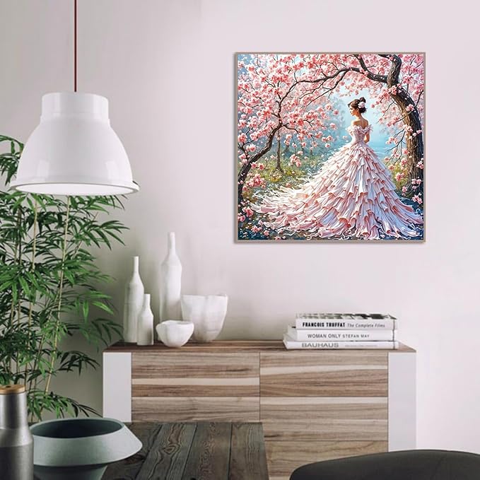 Diamond Art Kits for Adults,Pink girl Diamond Painting Kits 12x12in