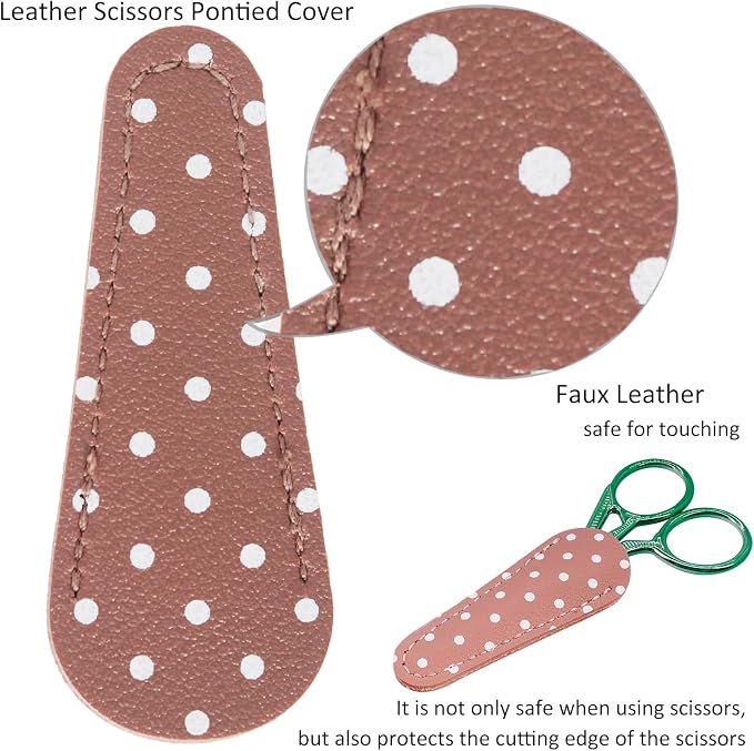 BIHRTC 3.6" Small Crafting Shears with Leather Case for Embroidery | Multi-Purpose Scissors 3.6 Inch Compact Size for Knitting,Crochet,Cross Stitch,Sewing,Needlework,Threading,DIY