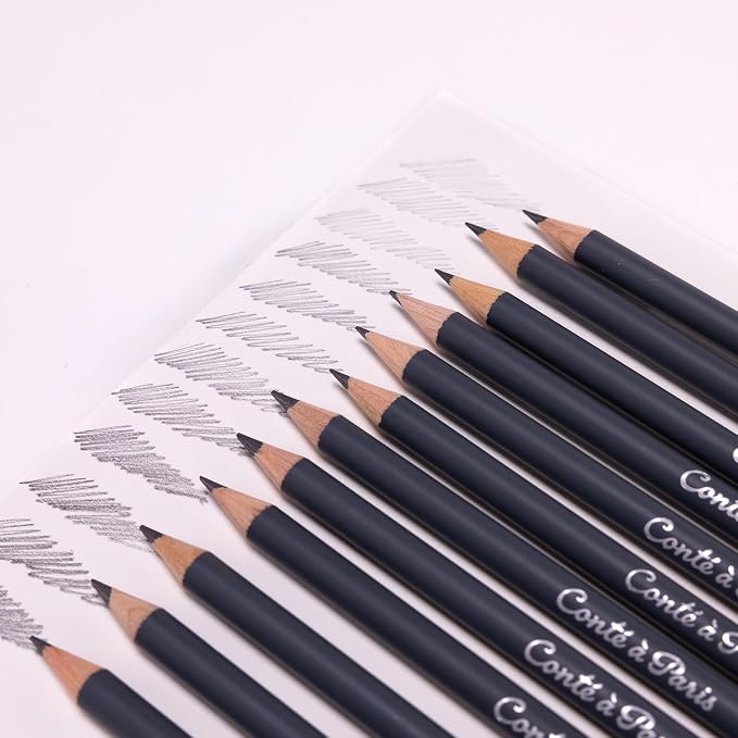 Conté à Paris 12 Count Assorted Graphite Pencil Drawing Set | Multiple Drawing Grades, Smooth Laydown And Easy Blending, Ideal For Shading Detail And Technical Sketching