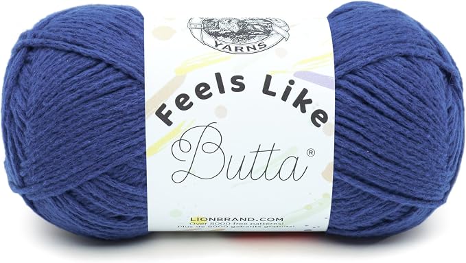 Lion Brand Yarn Feels Like Butta Yarn, Velvety-Soft Yarn for Crocheting and Knitting, 1 Pack, Royal Blue | Buttery Soft Machine Washable Worsted Weight Knit Fiber for Cuddly Baby Blankets, Warm Sweaters, Smooth Amigurumis