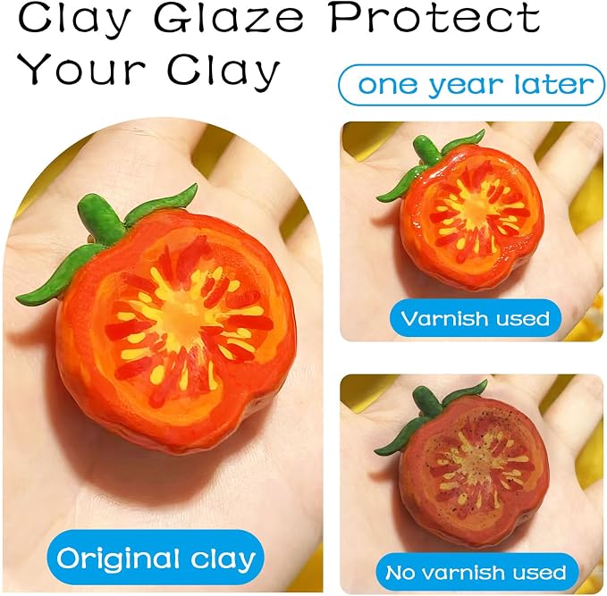 2 x 200ml Air Dry Clay Glaze, Protect Clay Surfaces, Gloss & Matte Glaze | Gloss & Matte Glaze, Air Dry Clay Varnish, Waterproof, Dustproof,Prevents Clay Scratches & Wear