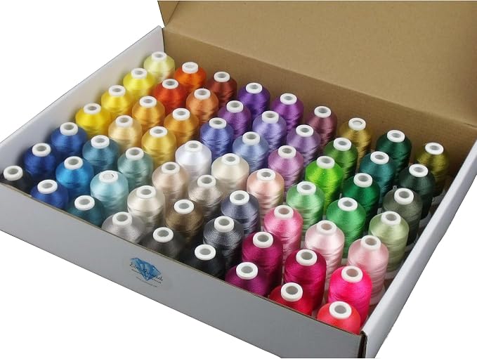 Simthread 63 Colors Polyester Embroidery Machine Thread Kit | 40 Weight for Brother Babylock Janome Singer Pfaff Husqvarna Bernina Embroidery,500M/550Y spool