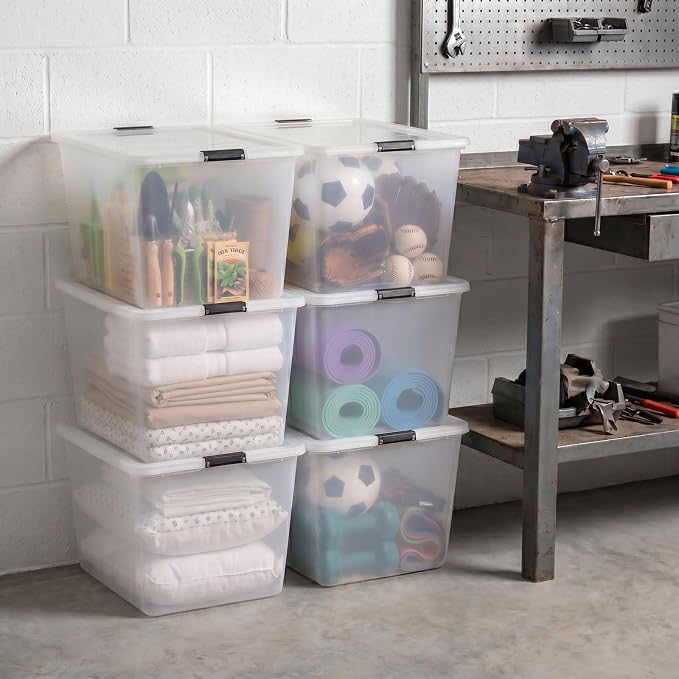 IRIS USA 6-Pack 55 Quart Clip Box with Latching Lid