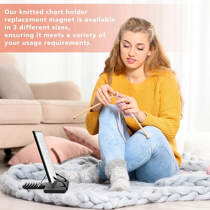 Flutesan Magnetic Pattern Holder Knitting Cross Stitch,11.22 x 7.28 Inches | Chart Keeper with 4 Magnets, For Crochet Needlepoint Embroidery, Adjustable Stand Securely Holds Crafting Patterns