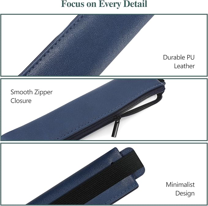 MoKo Elastic Pen Holder for Notebook, 4 Pack PU Leather Pencil Pouches