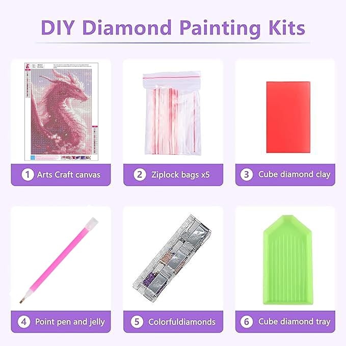XUCNWL Diamond Art Kits for Adults, Pink Dragon Diamond Painting