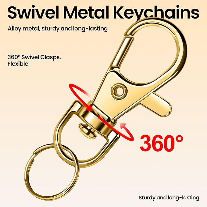 LEOBRO 160PCS Lobster Claw Clasps and Key Rings, Keychain Making kit, Keychains Clips and Key Chain Ring, for Key Chains, Jewelry Making, Art Crafts, Gold & Silver