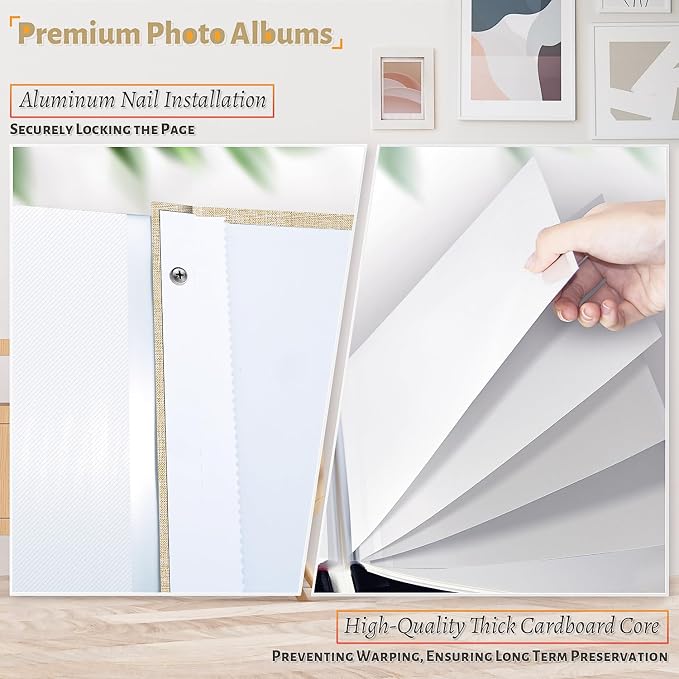 Artfeel Photo Album Self Adhesive Scrapbook,60 Pages Large Photo Book for 4x6,5x7,8x10 Pictures,DIY Album for Baby Wedding Family Travel Birthday,with Metallic Pen and Scraper