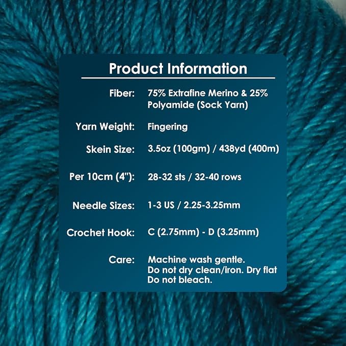 KnitPro Symfonie Fingering Weight Merino Wool Yarn 100g, Peacock Green
