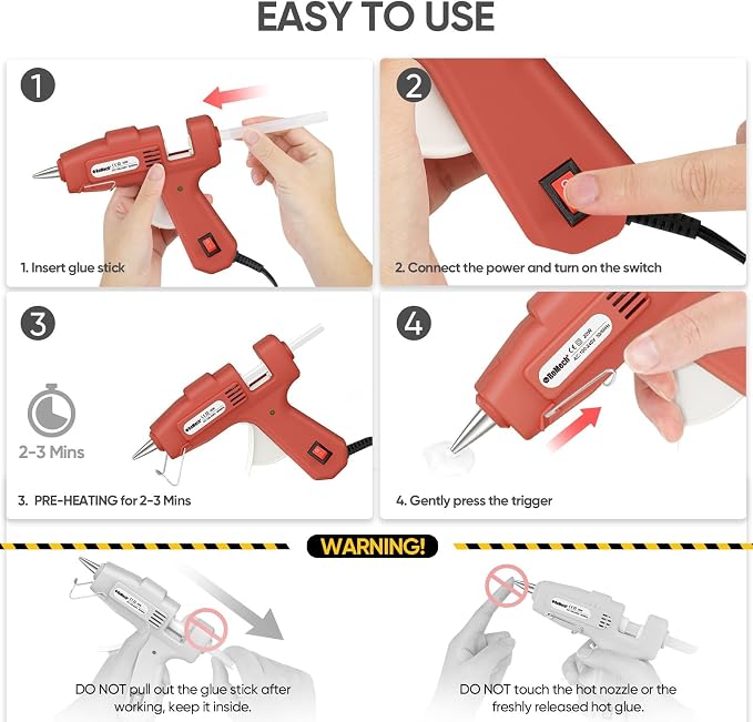 ROMECH 20W Mini Hot Glue Gun Kit, 30 Glue Sticks Set for DIY Crafts, Repair