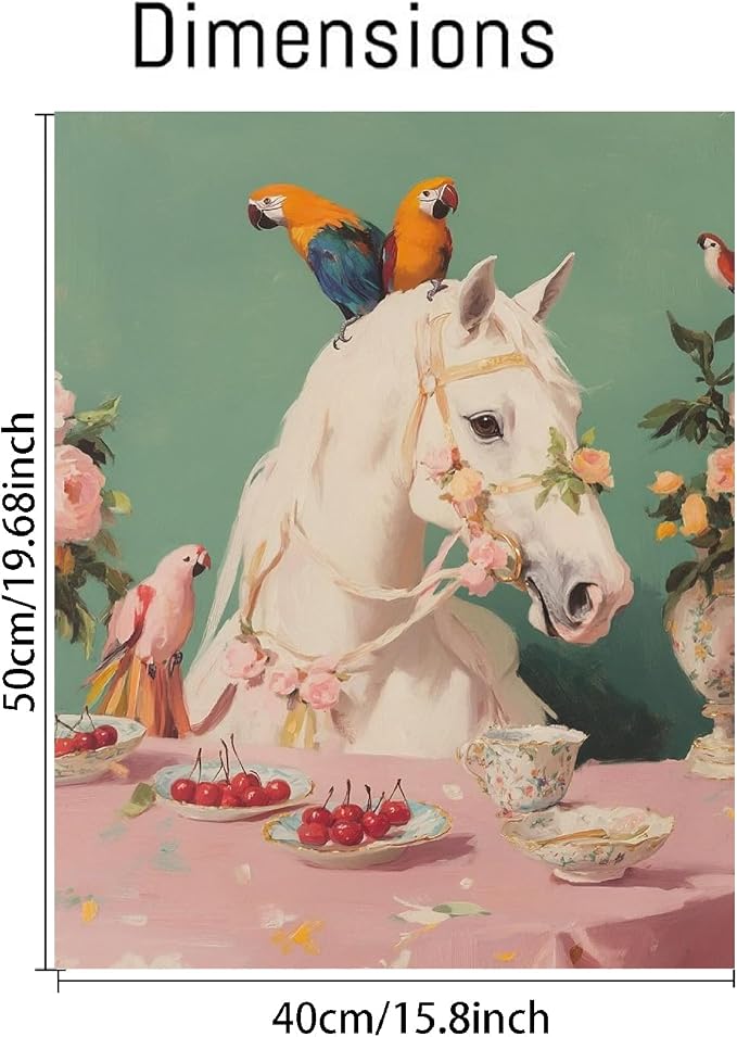 pchmcu Vintage Paint by Numbers Kits for Adults,Horse Parrot Paint by Number for Adults Beginner, Paint by Numbers Kits on Canvas for Home Wall Decor 16x20inch