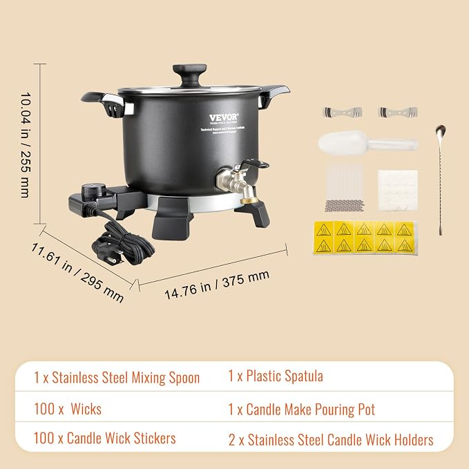 VEVOR 8Lbs Wax Melter for Candle Making, Large Electric Wax Melting Pot, 4-Level Temperature Control, Easy Pour Spout Easy Clean for Candle Soap Cream Beauty Bulk Production Business or Home ASIN