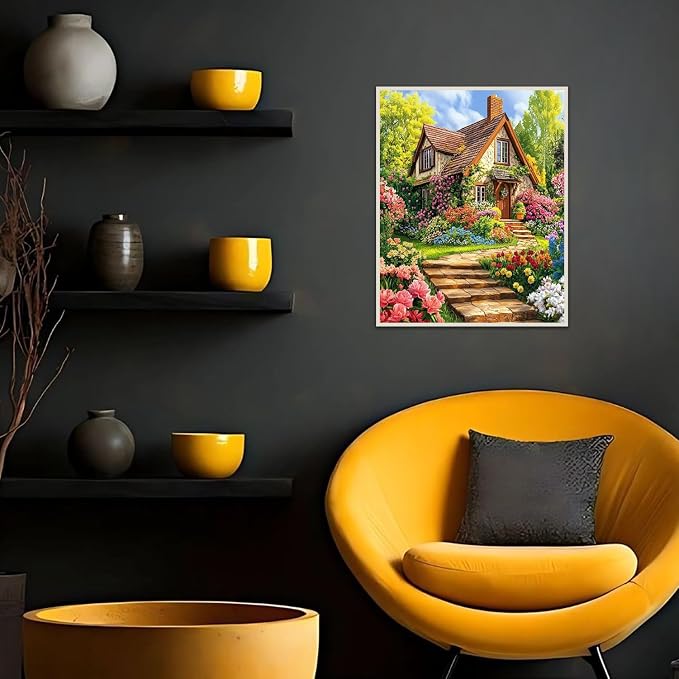 Banket Paint by Numbers Kit for Adults Beginner Landscape DIY Painting Kits for Adults Garden Easy Adult Paint by Number Kits on Canvas Color by Numbers for Gifts Home Wall Decor 16x20 Inch