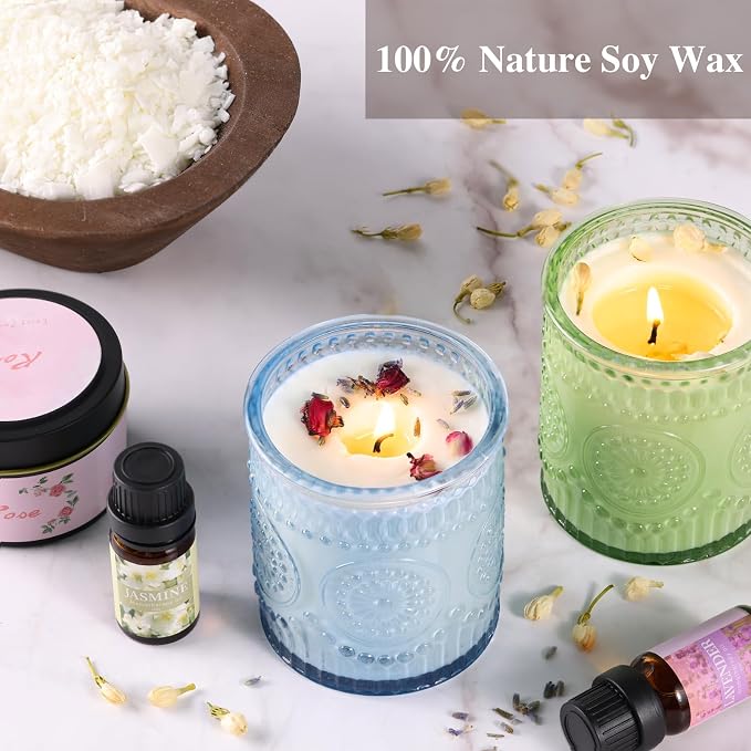 DARJEN Candle Making Kit for Adults, 8 Jars & Tins Soy Wax Scented DIY Set | 100% Soy Wax, 10oz Glass Jars, 4oz Tins, Cotton Wicks, Pleasant Scents, Instruction& More- Perfect as Home Decorations