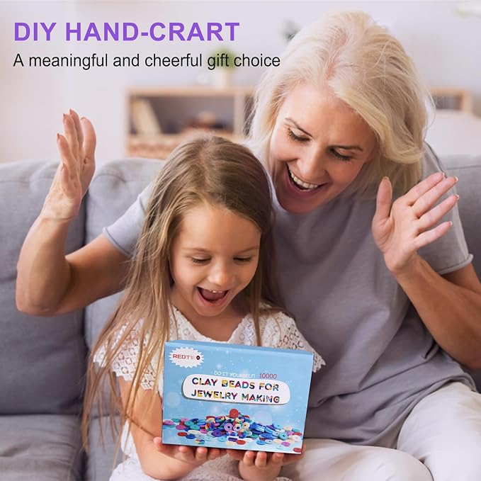 Redtwo 10000 Pcs Clay Beads Bracelet Making Kit | 3 Boxes 60 Colors Beads Set for Friendship Jewelry Making Kit with Charms, Crafts Gifts for Girls Ages 6-12 Kids
